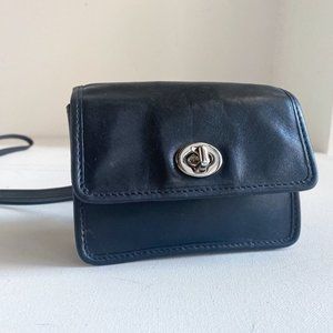 Coach black Leather Mini Miniature Crossbody Turnlock Crossbody